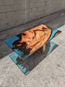 blue epoxy resin coffee table
